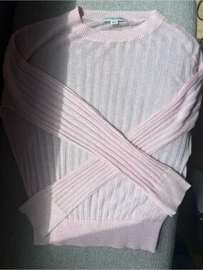 Jill Stuart Light Pink Ribbed Crewneck Sweater